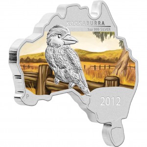 2012澳洲地圖形笑翠鳥精制銀幣