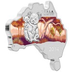 Australian Map Shaped Coin Series: Koala, Australia, 2014, 1oz