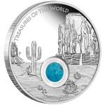 Treasures of the World: North America Locket Coin with Turquoise, Australia, 2015, 1oz, .999