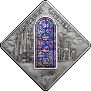 CANTERBURY CATHEDRAL Holy Windows Silver Coin 10$ Palau 2015